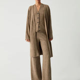 Cardigan lung din trei piese cu pantaloni casual