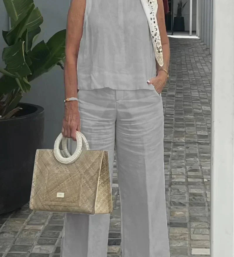 ZURI – COSTUM FĂRĂ MÂNECI DIN BUMBAC ȘI IN