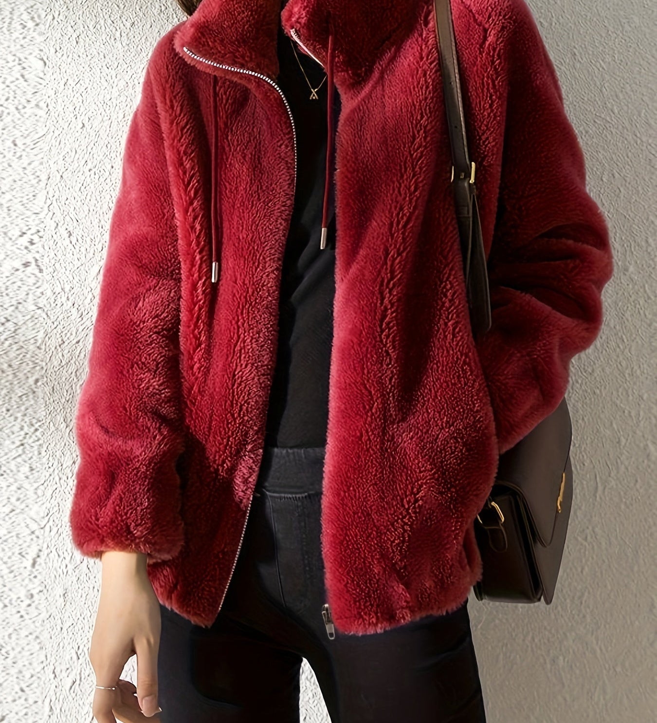 Elina – Jachetă de Damă din Fleece Moale cu Guler Înalt