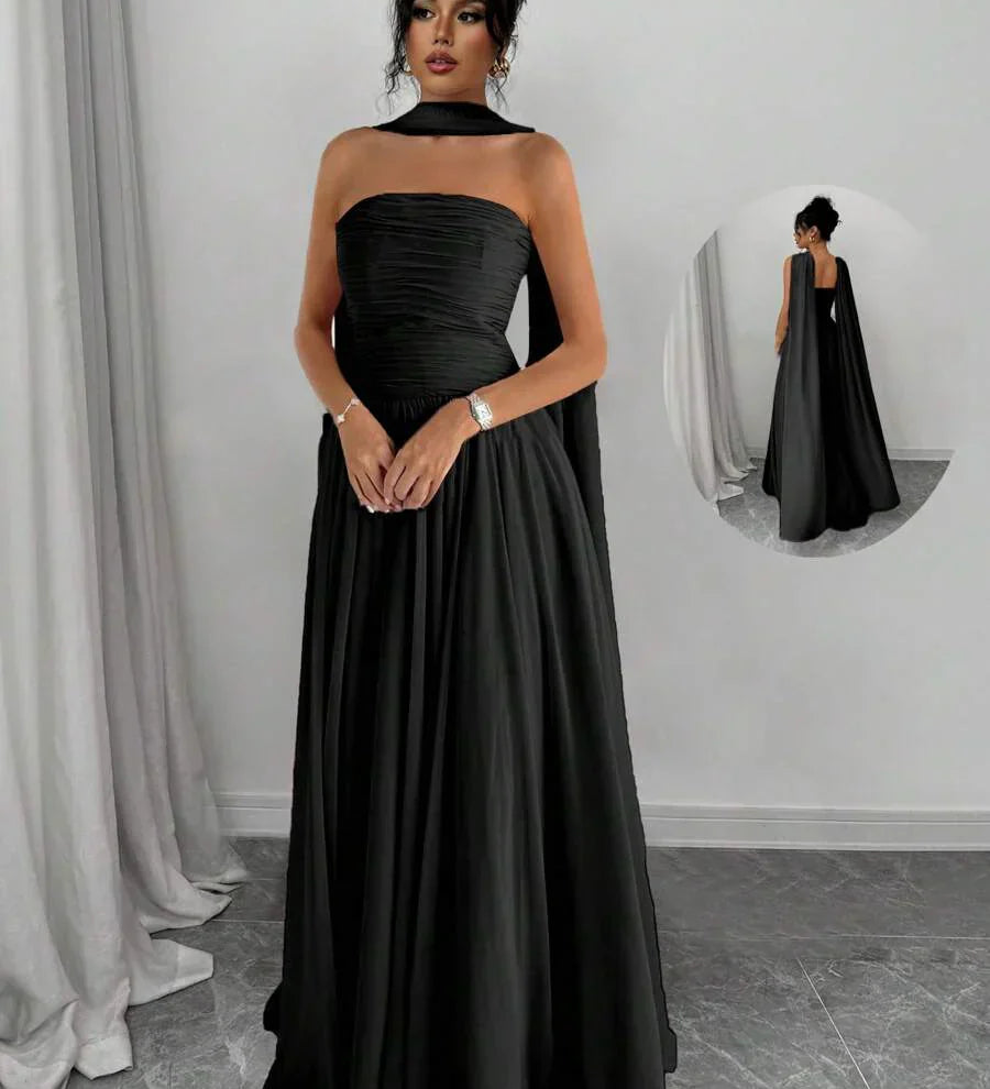 Alessia – Rochie de Damă Maxi Elegantă Sculptată Fără Bretele