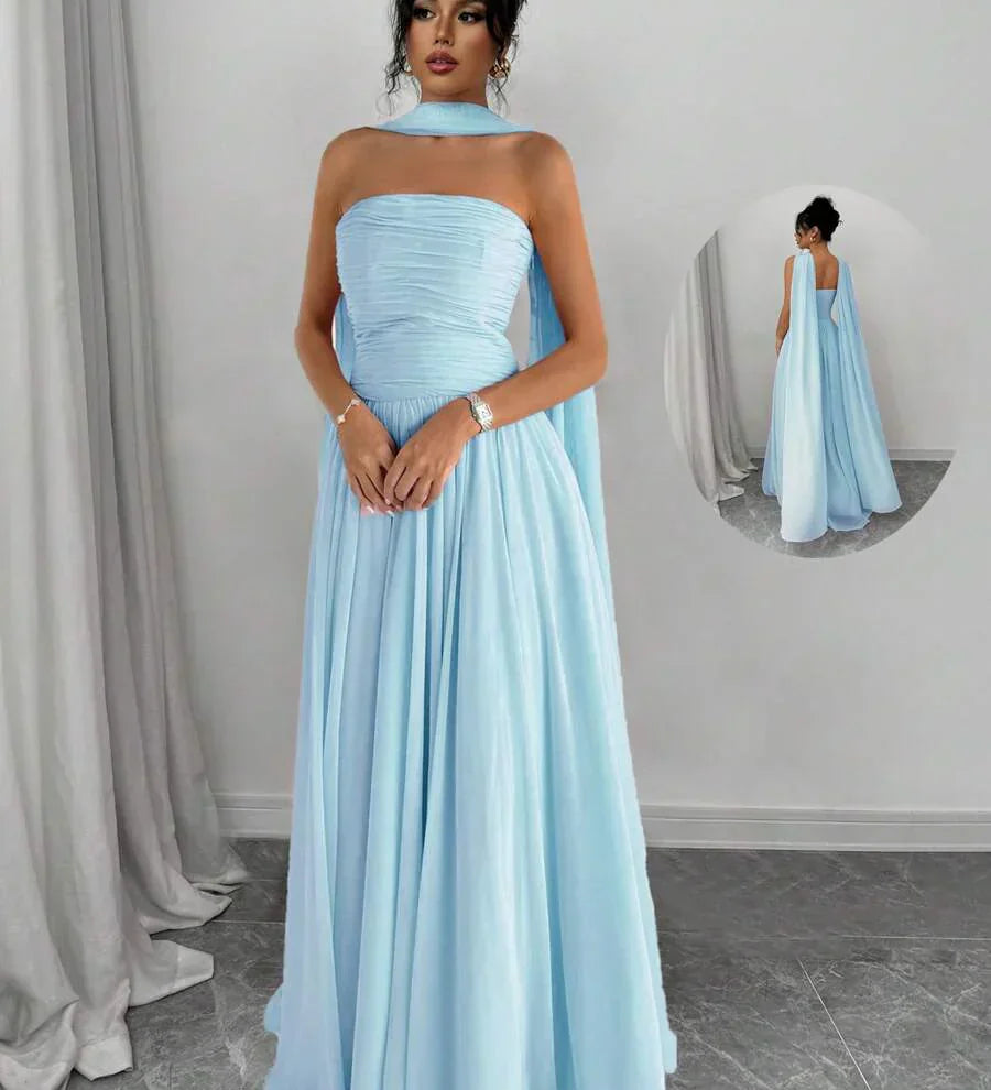 Alessia – Rochie de Damă Maxi Elegantă Sculptată Fără Bretele