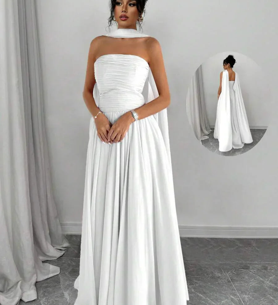 Alessia – Rochie de Damă Maxi Elegantă Sculptată Fără Bretele