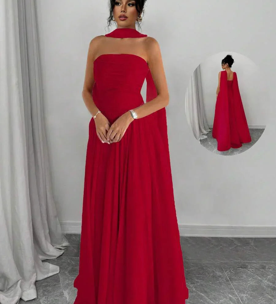 Alessia – Rochie de Damă Maxi Elegantă Sculptată Fără Bretele