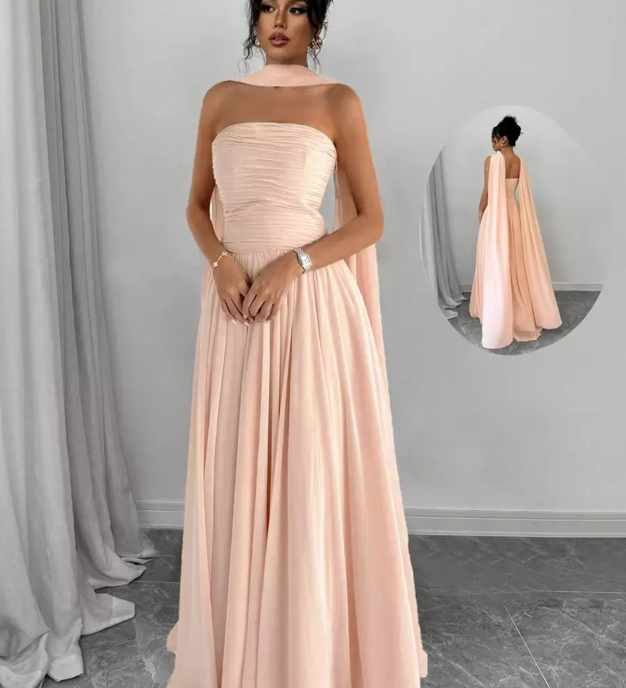 Alessia – Rochie de Damă Maxi Elegantă Sculptată Fără Bretele