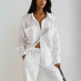 Set asortat minimalist, lejer, cu cămașă și pantaloni