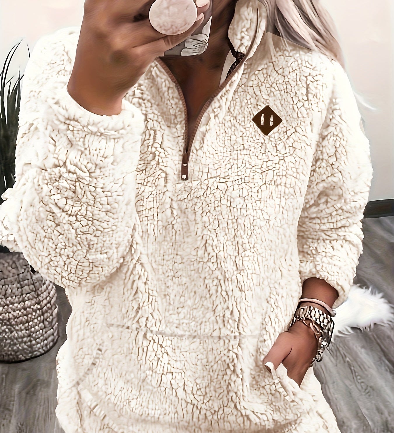 NOREEN | Pulover Teddy cu Fermuar