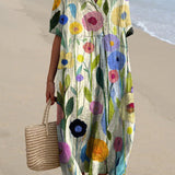 Adelmira - Rochie de vară colorată cu model floral