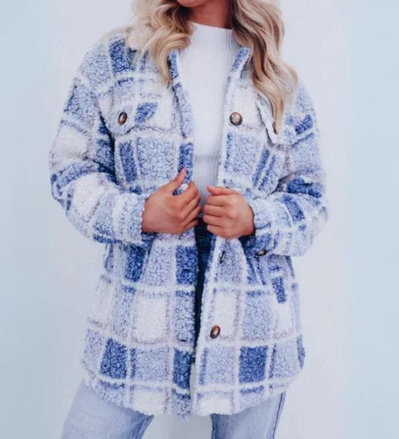 ELINARA - Jachetă din fleece în carouri