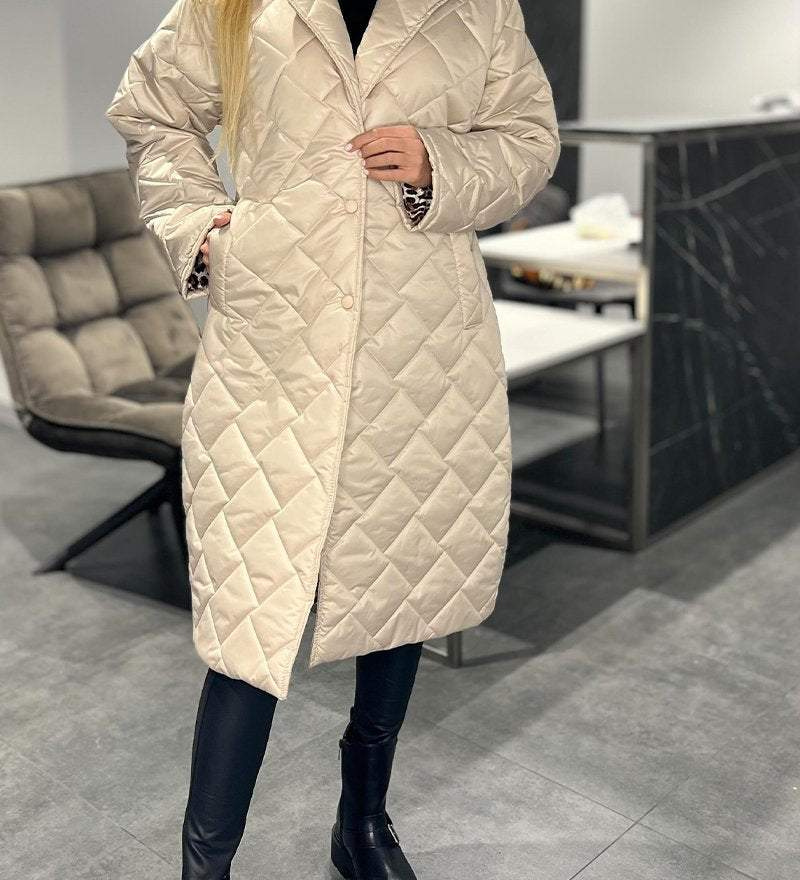 DIASY - Guler Relaxat Palton din Bumbac de Lungime Medie