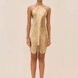 Sahara – Rochie Mini Metallic Sculpt pentru Damă Elegantă