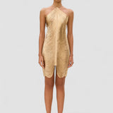 Sahara – Rochie Mini Metallic Sculpt pentru Damă Elegantă