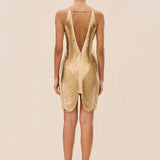 Sahara – Rochie Mini Metallic Sculpt pentru Damă Elegantă