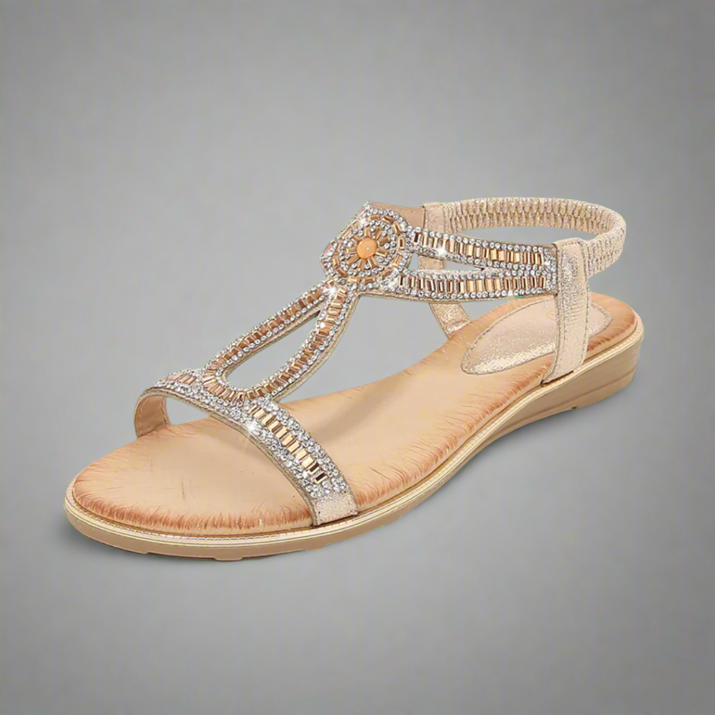 Vally | Sandale aurii lucrate manual cu un confort deosebit
