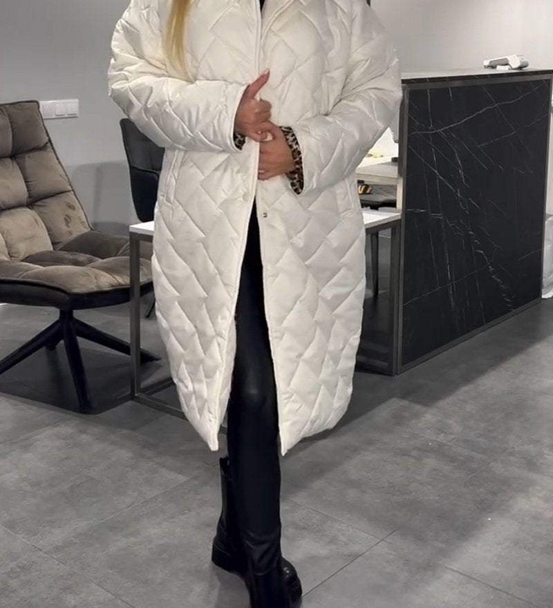 DIASY - Guler Relaxat Palton din Bumbac de Lungime Medie