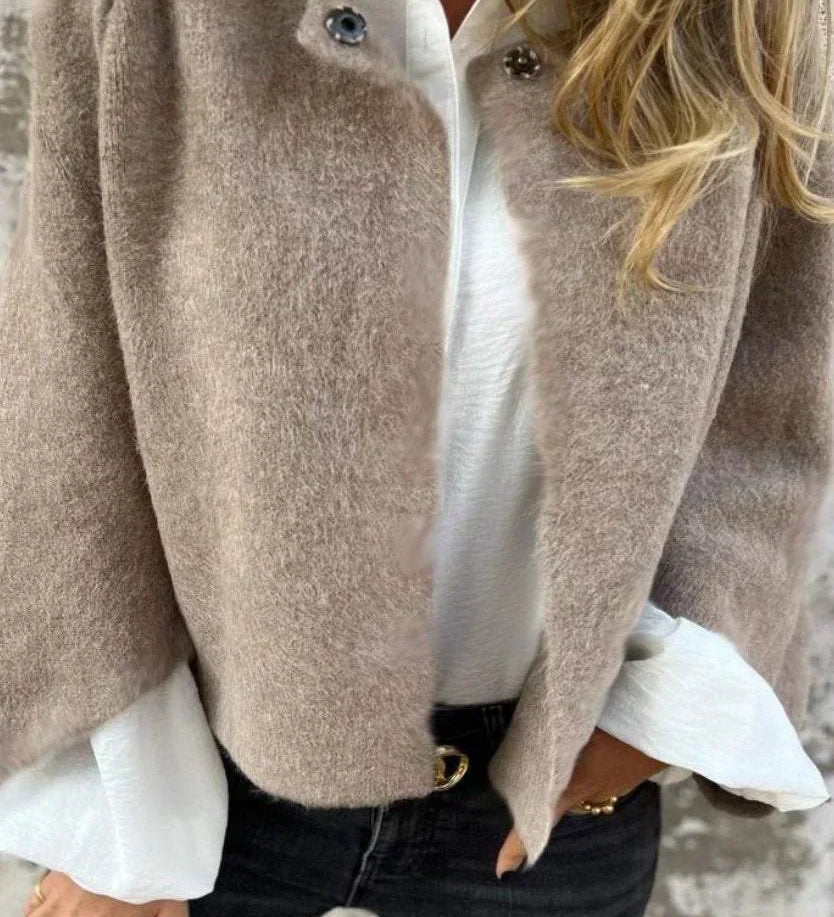 Layla - Cardigan din lână cu guler rotund