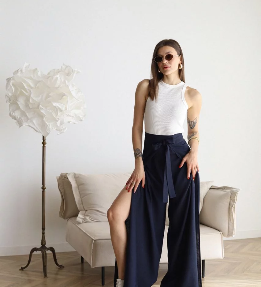 ARIANE – PANTALONI DIN IN CU PICIOR LAT PENTRU FEMEI