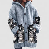 Jasmin – Cardigan de Damă Tricotat Confortabil cu Motiv Pisică