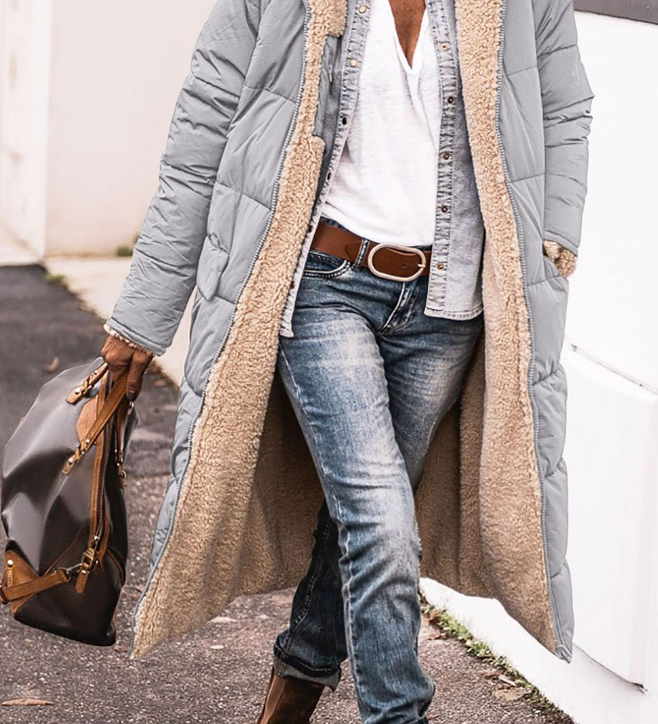 Johna – Mantou de Damă Reversibil din Sherpa cu Glugă Elegantă