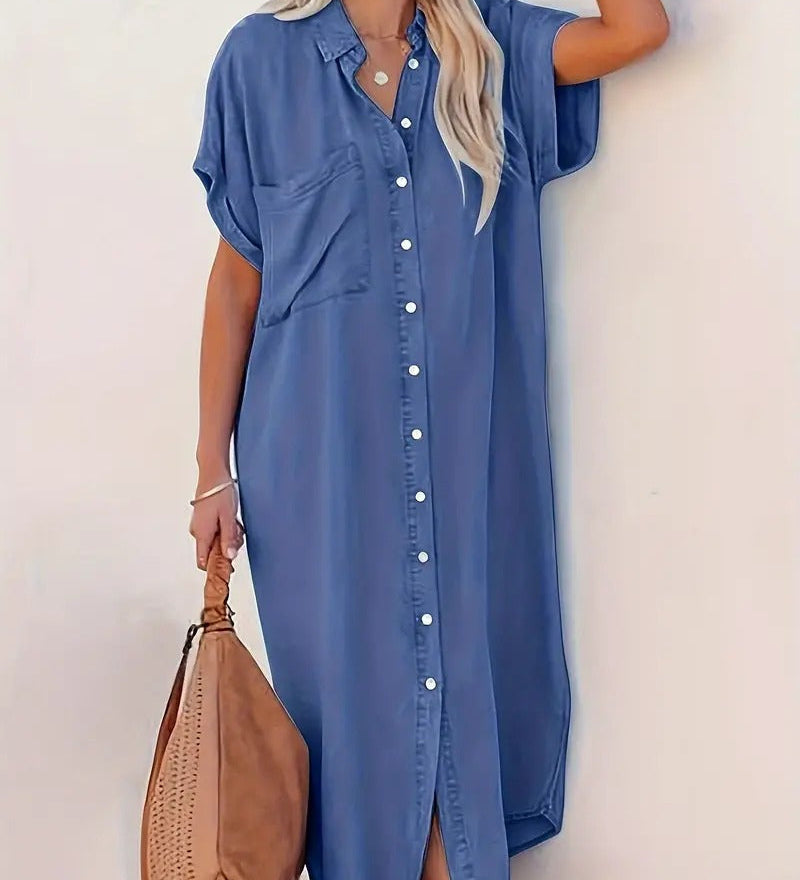 Béatrice - Rochie Camasa cu Buzunare