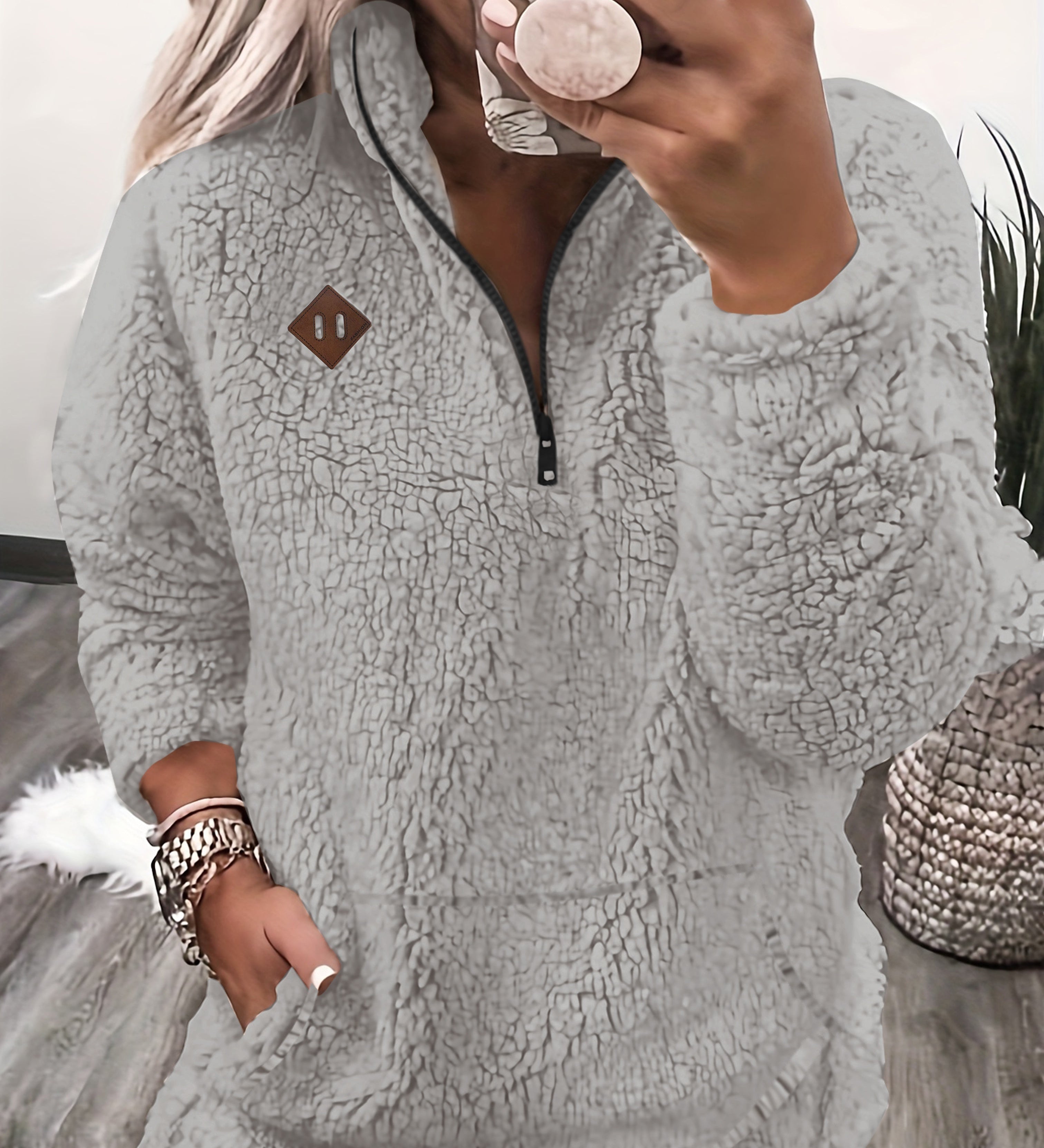 NOREEN | Pulover Teddy cu Fermuar