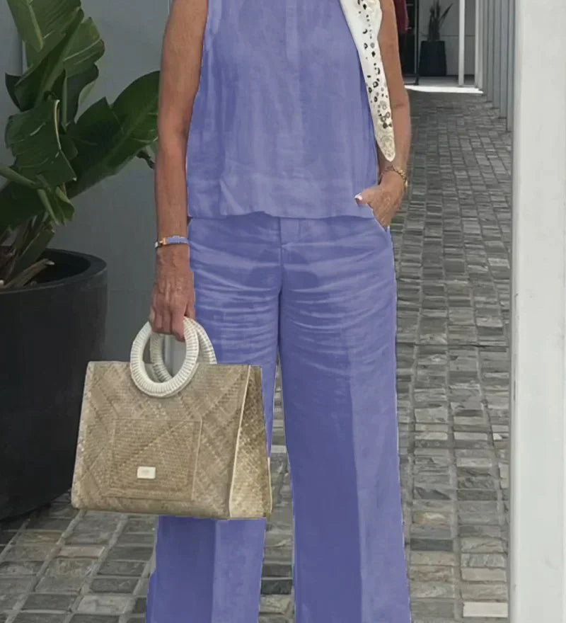 ZURI – COSTUM FĂRĂ MÂNECI DIN BUMBAC ȘI IN