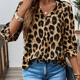 Alba – Bluză cu croi lejer și imprimeu leopard