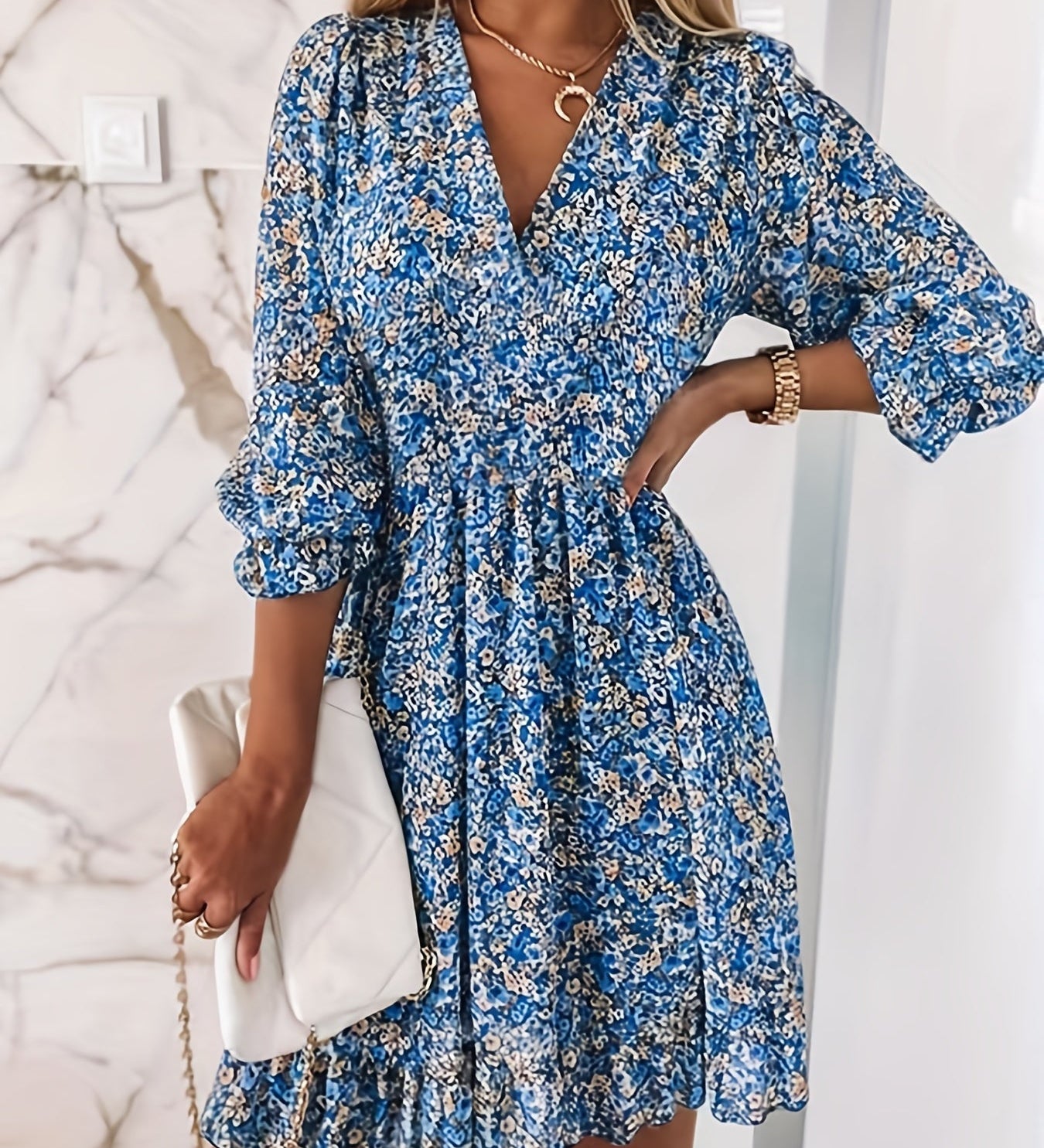 Alina – Rochie de Damă cu Volane la Mâneci Elegantă și Feminina