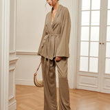 Set de Pantaloni Împăturiti cu Curea pentru Timp Liber