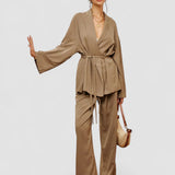 Set de Pantaloni Împăturiti cu Curea pentru Timp Liber