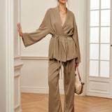 Set de Pantaloni Șifonați cu Curea pentru Îmbrăcăminte Casual