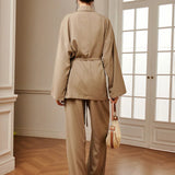 Set de Pantaloni Împăturiti cu Curea pentru Timp Liber