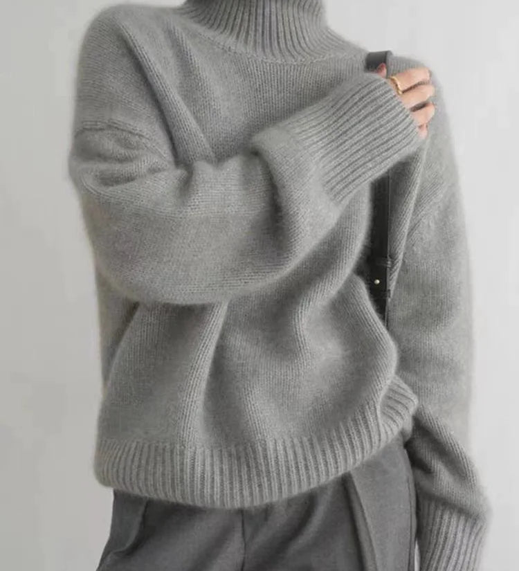 Monika | Pulover din cașmir cu guler înalt