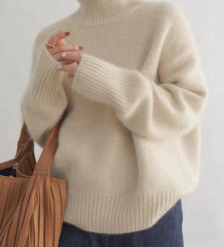 Monika | Pulover din cașmir cu guler înalt