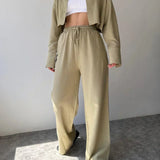 Set de pantaloni din două piese cu guler și șnur, casual