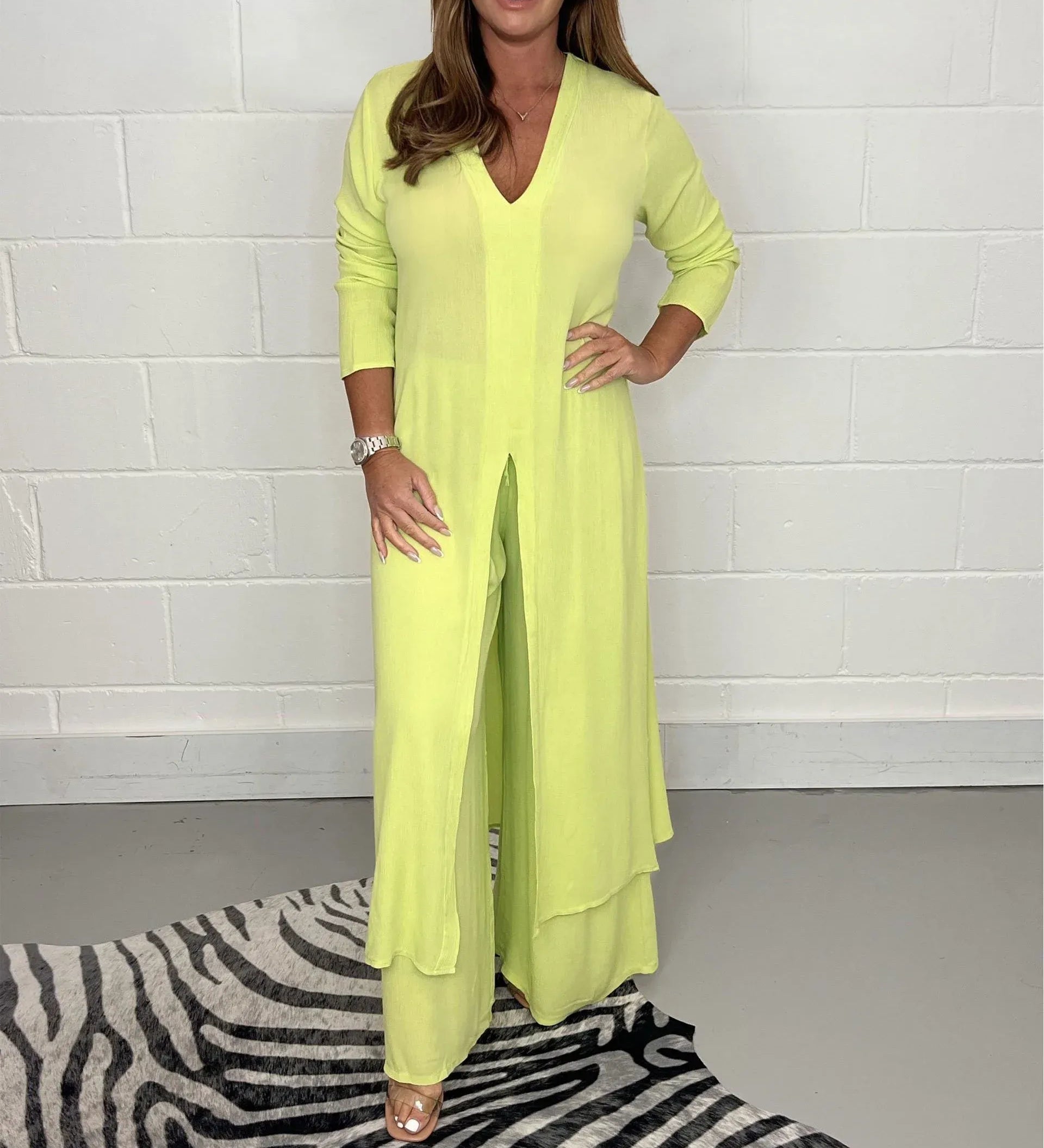 Johanna – Set Damă Elegant Fluid în Două Piese cu Top și Pantaloni Largi