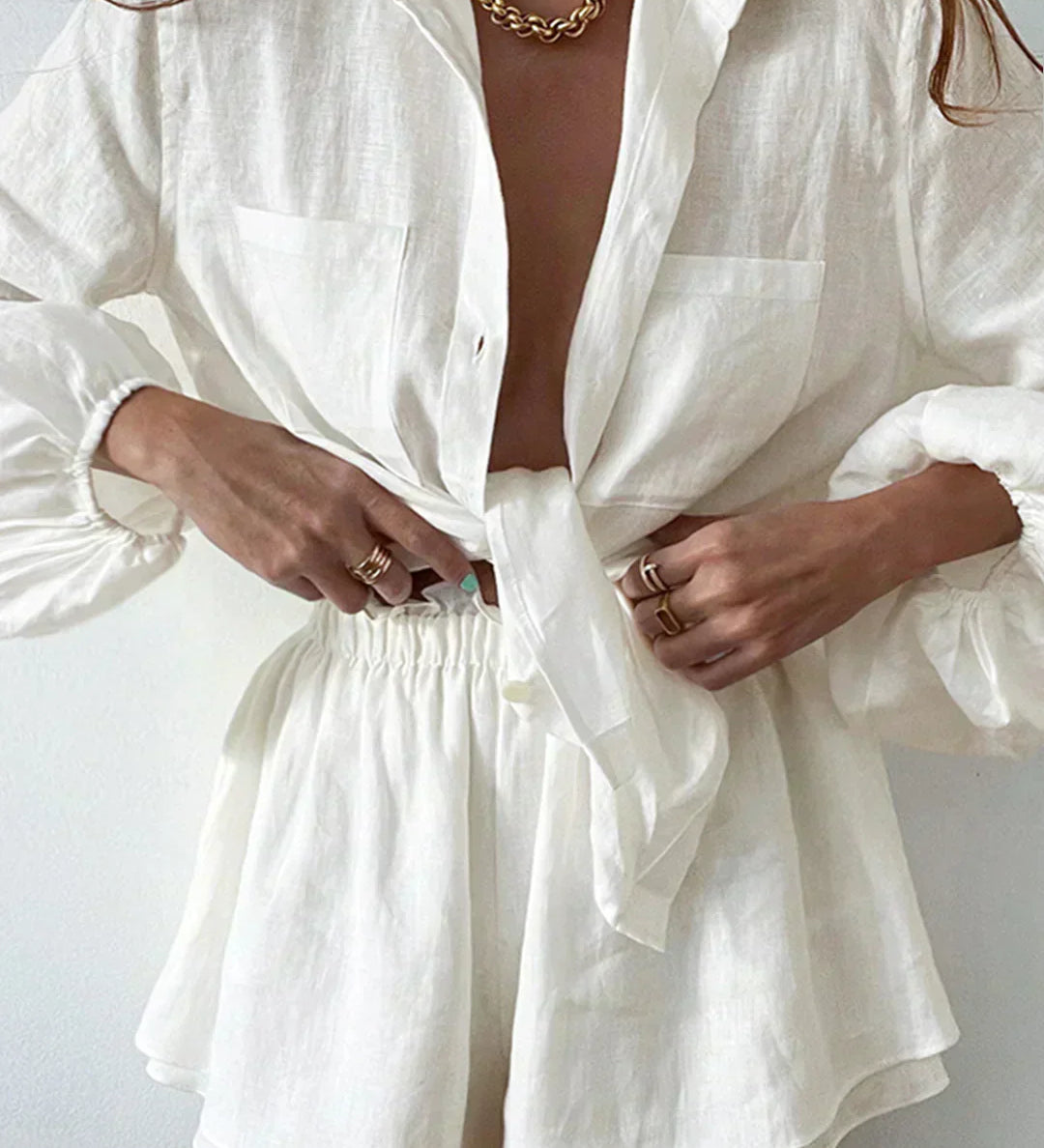 Set de pantaloni scurți din două piese, căptușit dublu, Egean