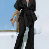 Set de pantaloni cu design oversized, legat în talie