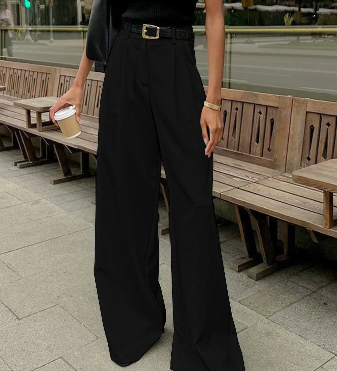 Pantaloni Casual cu Talie Înaltă