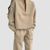 Set Casual Asortat cu Glugă și Culoare Solidă