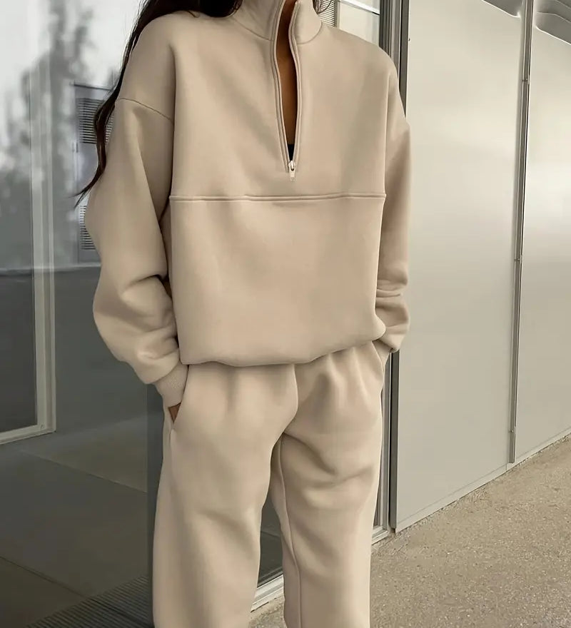 Set Casual Asortat cu Glugă și Culoare Solidă