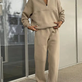 Set Casual Asortat cu Glugă și Culoare Solidă