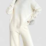 Set de tricot cu guler înalt de culoare solidă