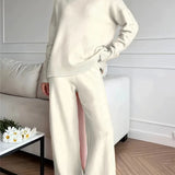 Set de tricot cu guler înalt de culoare solidă