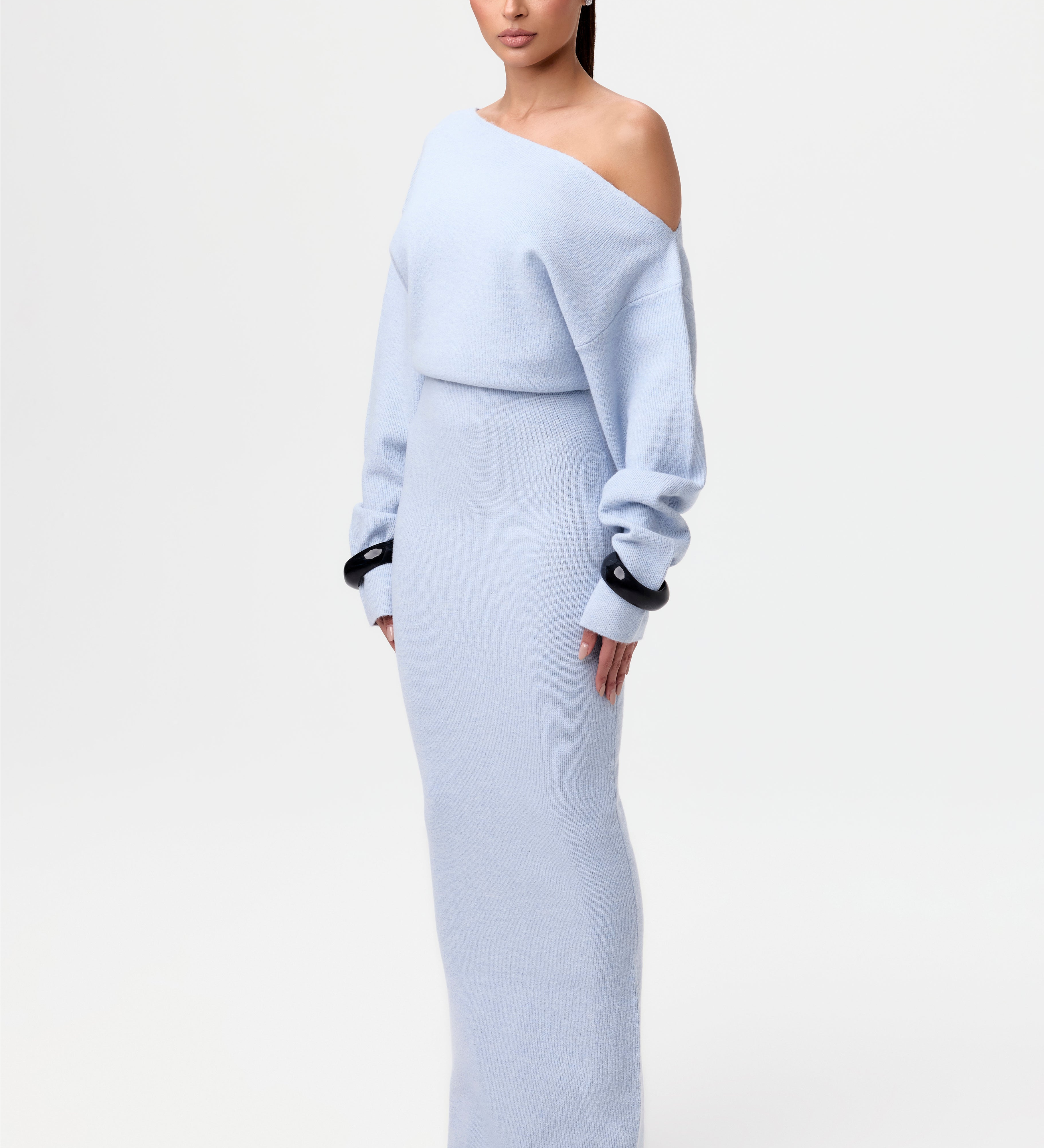 Rosalie – Rochie Maxi Fără Bretele Tricot Elegantă de Damă