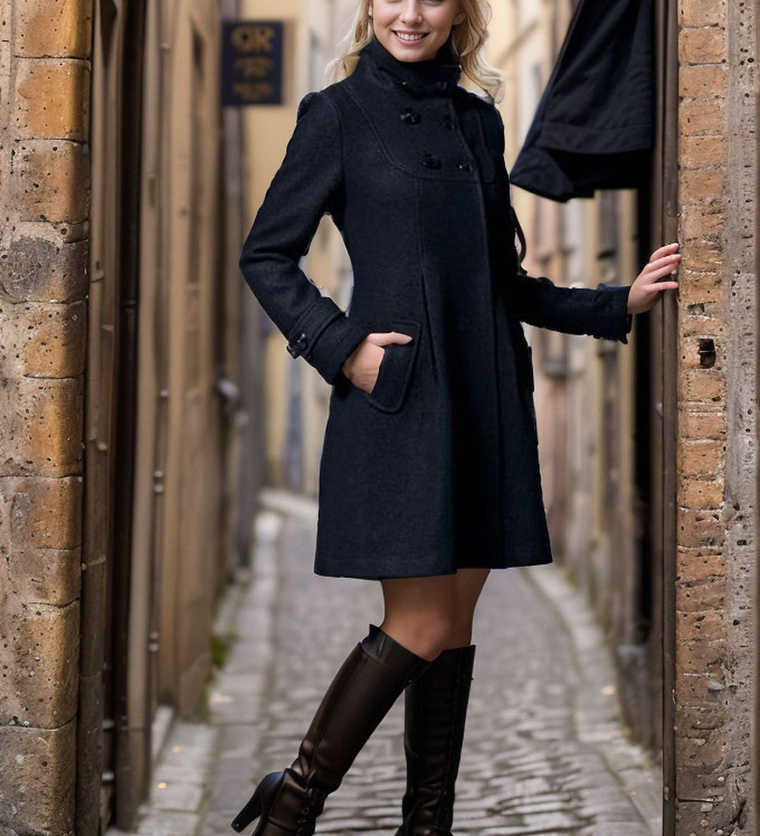 Claire – Palton Elegant de Damă cu Croi Lejer din Bumbac și Poliester