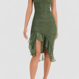 Amara – Rochie Midi de Damă Elegantă cu Volane