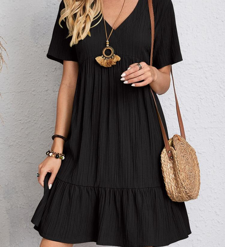 Anna – Rochie de Damă Lejeră Elegantă cu Decupaj în V de Vară