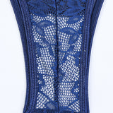 Christina™ | Body transparent din dantelă cu model floral și fundiță pe lateral