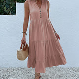 Alma – Rochie Maxi Damă Lejeră și Elegantă cu Decolteu în V