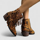 Tigra – Botine de Damă cu Franjuri și Print Tigru